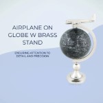 AK020 Airplane On Globe W Brass Stand 
